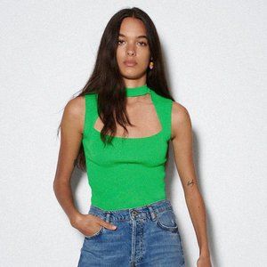 Zara | Tops | Zara Cut Out Green Knit Tank Top Size Small | Poshmark